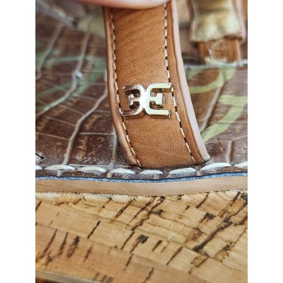 Sam Edelman Regis Slide Sandal brown cork wedge womens sz 9 leather upper - Picture 13 of 15